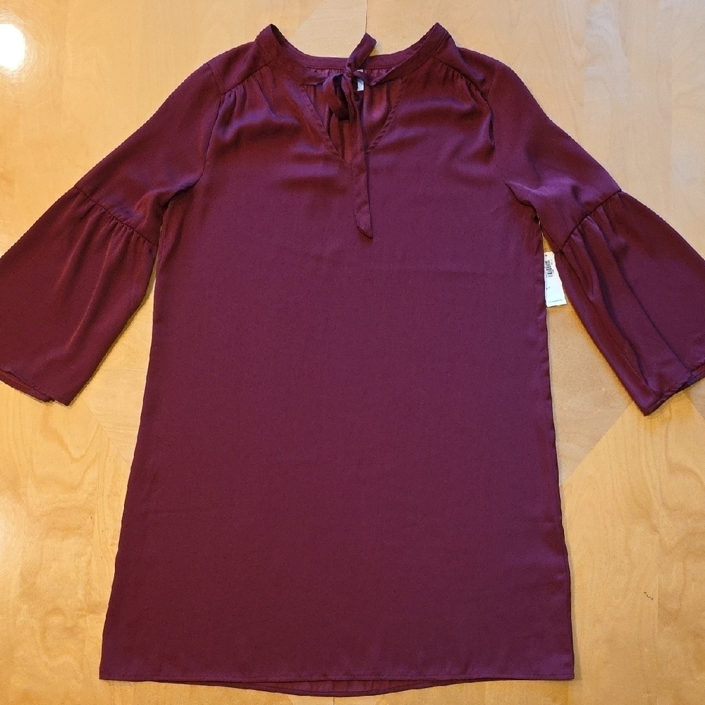 Old Navy - Burgandy Tie Front Dress with Mandarin Collar. NWT!